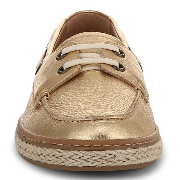 VIONIC Summer Loafer Boat Shoe in Gold Leather with Jute Trim - Retail: $130 - Picture 4 of 14